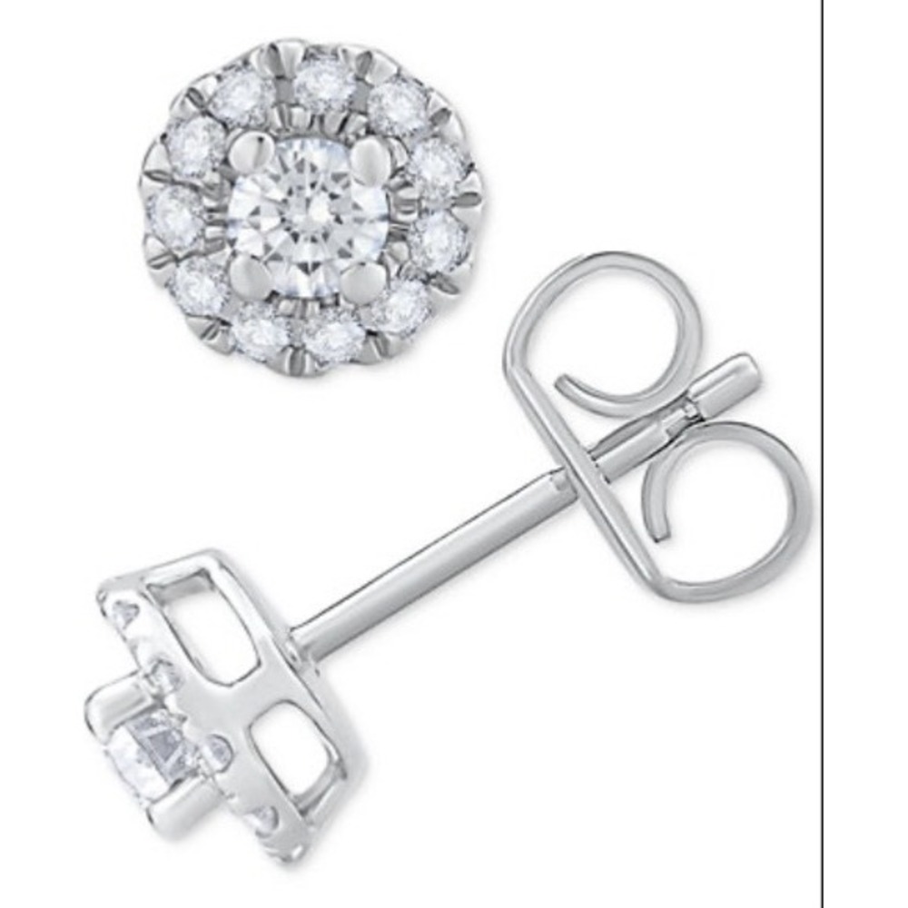 Macy's Bridge Diamond Earrings Silver OS New With Tags